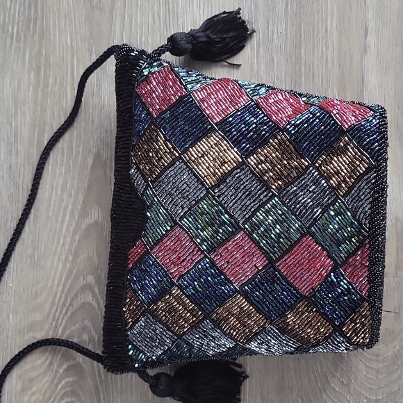 Vintage Henry Birks 90's Multicolour Beaded Evening Bag - Picture 3 of 12